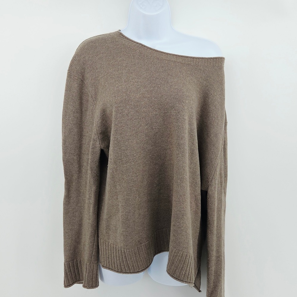Jenni Kayne Wool Cashmere Blend Everyday Sweater Knit Oversized Taupe Brown XL - Picture 6 of 16